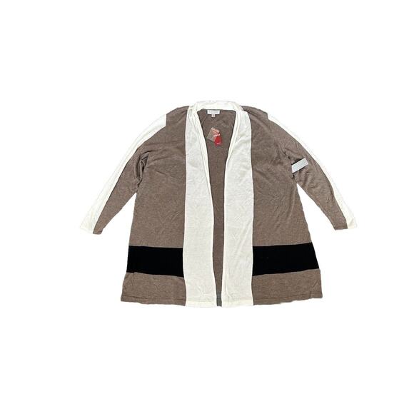 Avenue VIP Knits Open Front Long Sleeve Cardigan Sweater Women’s 18/20 Tan NWT - Picture 1 of 8